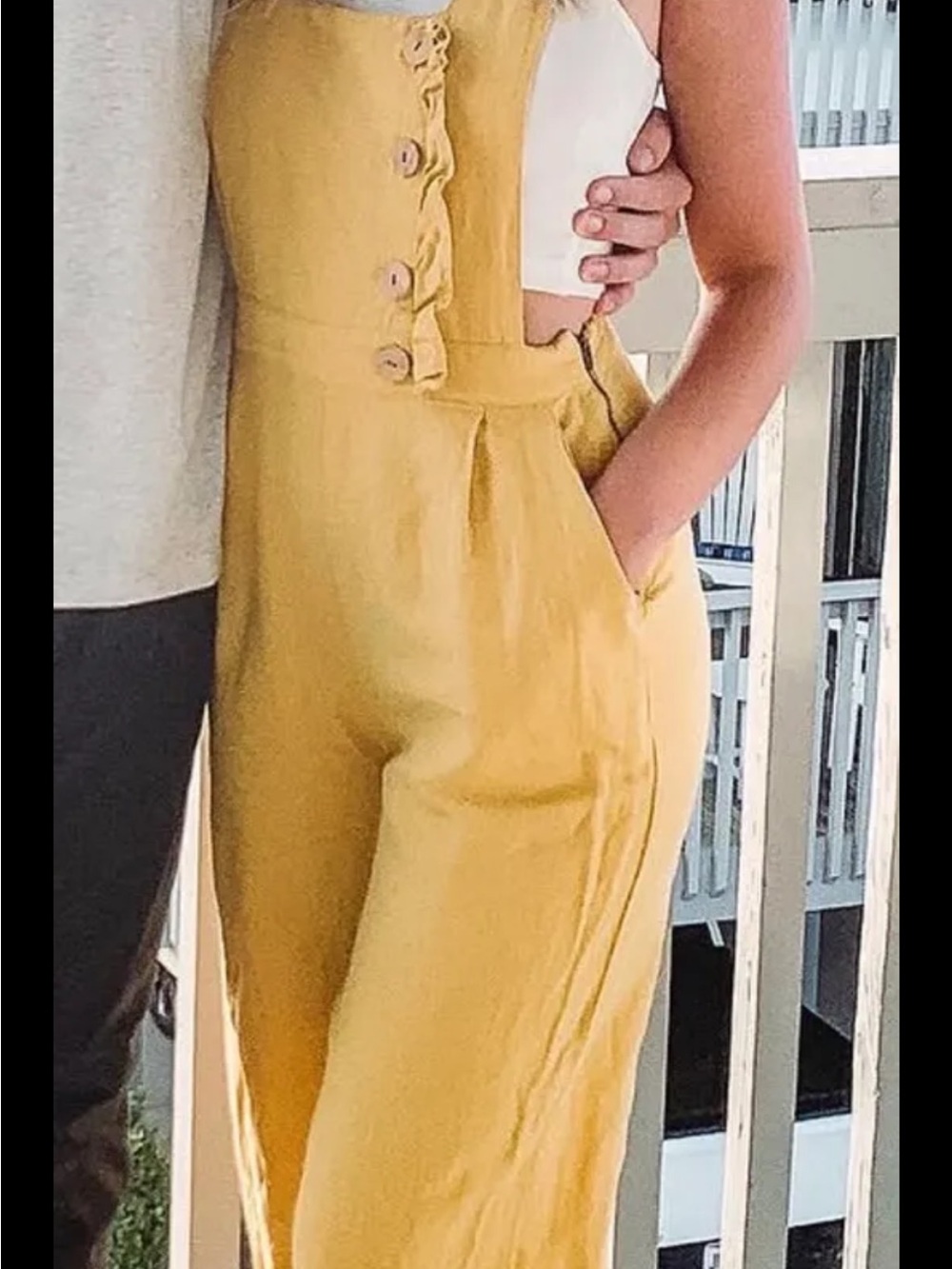 Zara Mustard Yellow Button-Front Jumpsuit